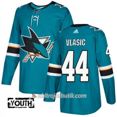 Barn Ishockey San Jose Sharks Tröja Marc-Edouard Vlasic 44 Adidas 2017-2018 Teal Authentic